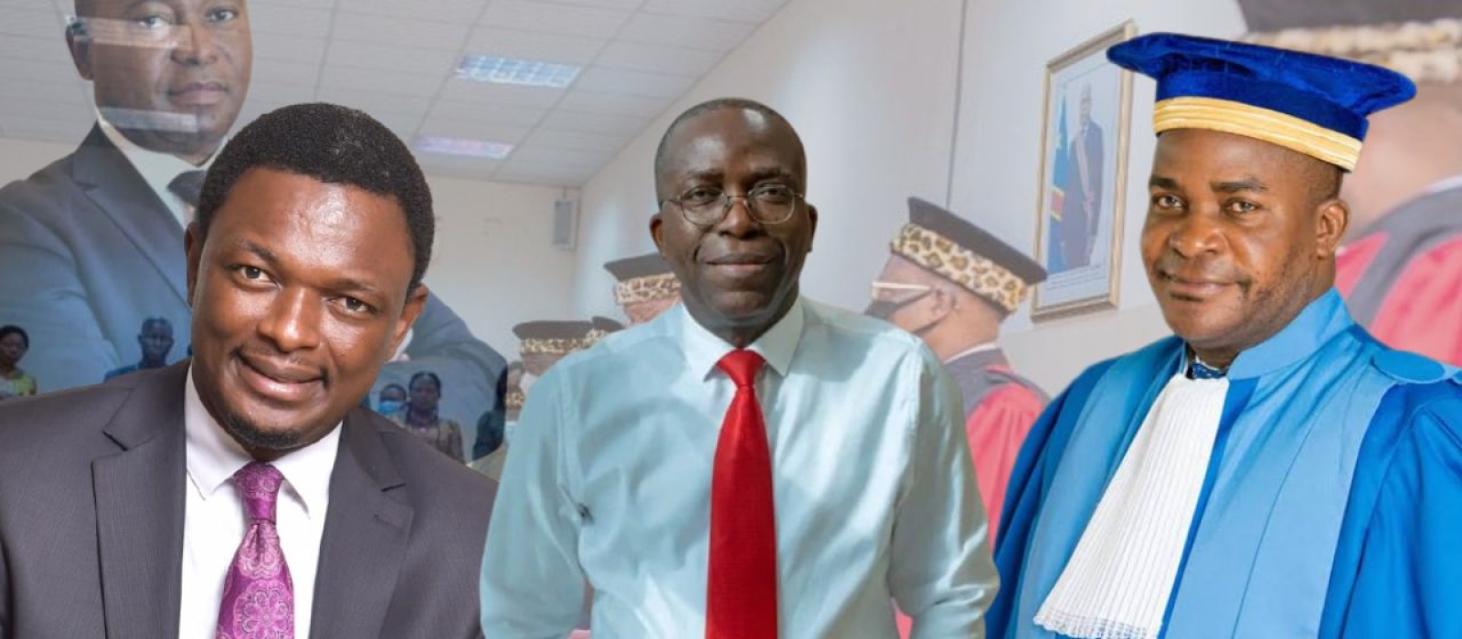 De G à D: Me Janvier Lemere Kiyombo Makonga, Augustin Matata Ponyo (Député National) et Dieudonné Kamulete Badibanga